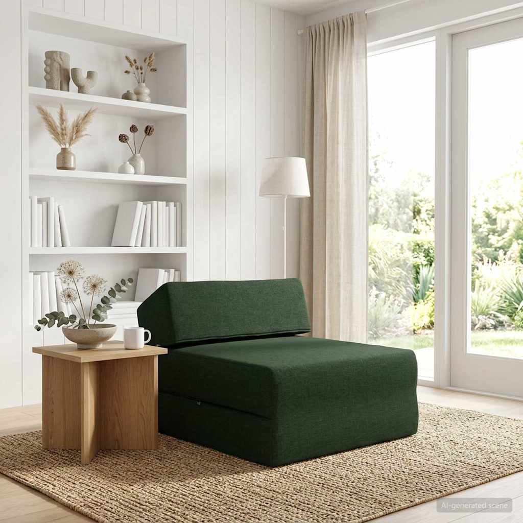 Divano Letto Pieghevole Verde Scuro 60 x 70 x 41 cm Tessuto | homemem39