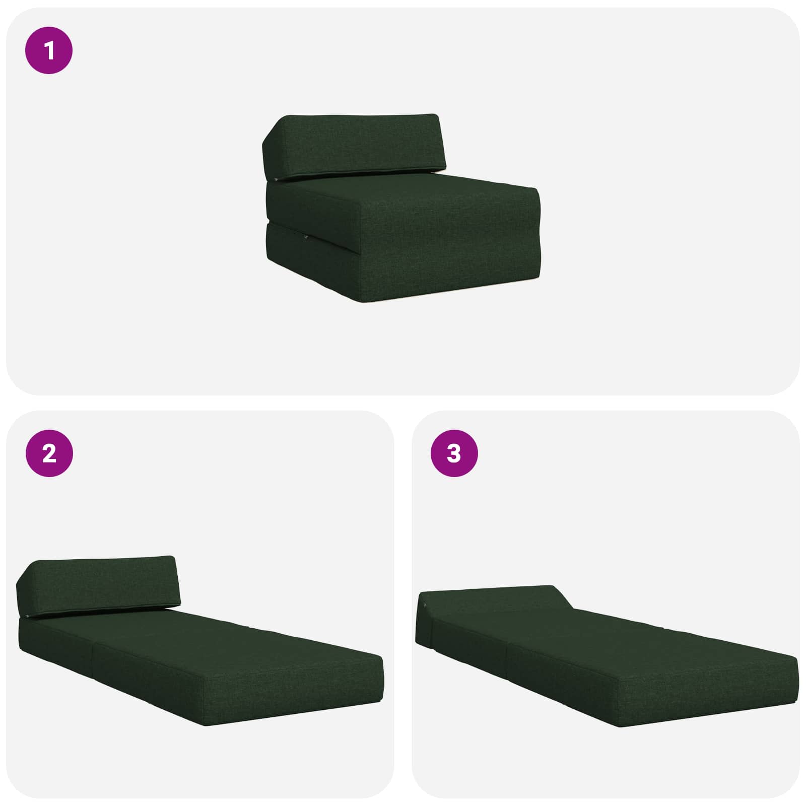 Divano Letto Pieghevole Verde Scuro 60 x 70 x 41 cm Tessuto | homemem39