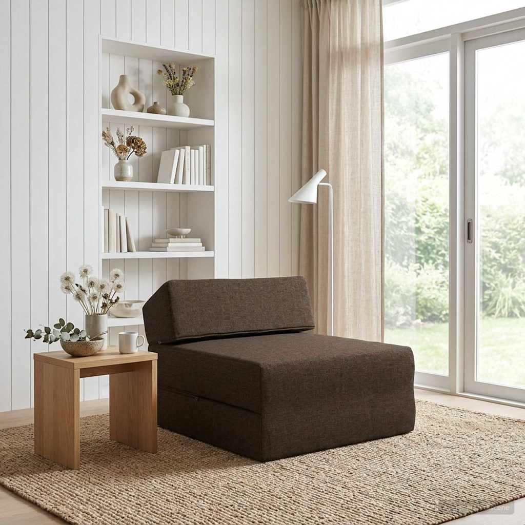 Divano Letto Pieghevole Tortora 60 x 70 x 41 cm Tessuto | homemem39