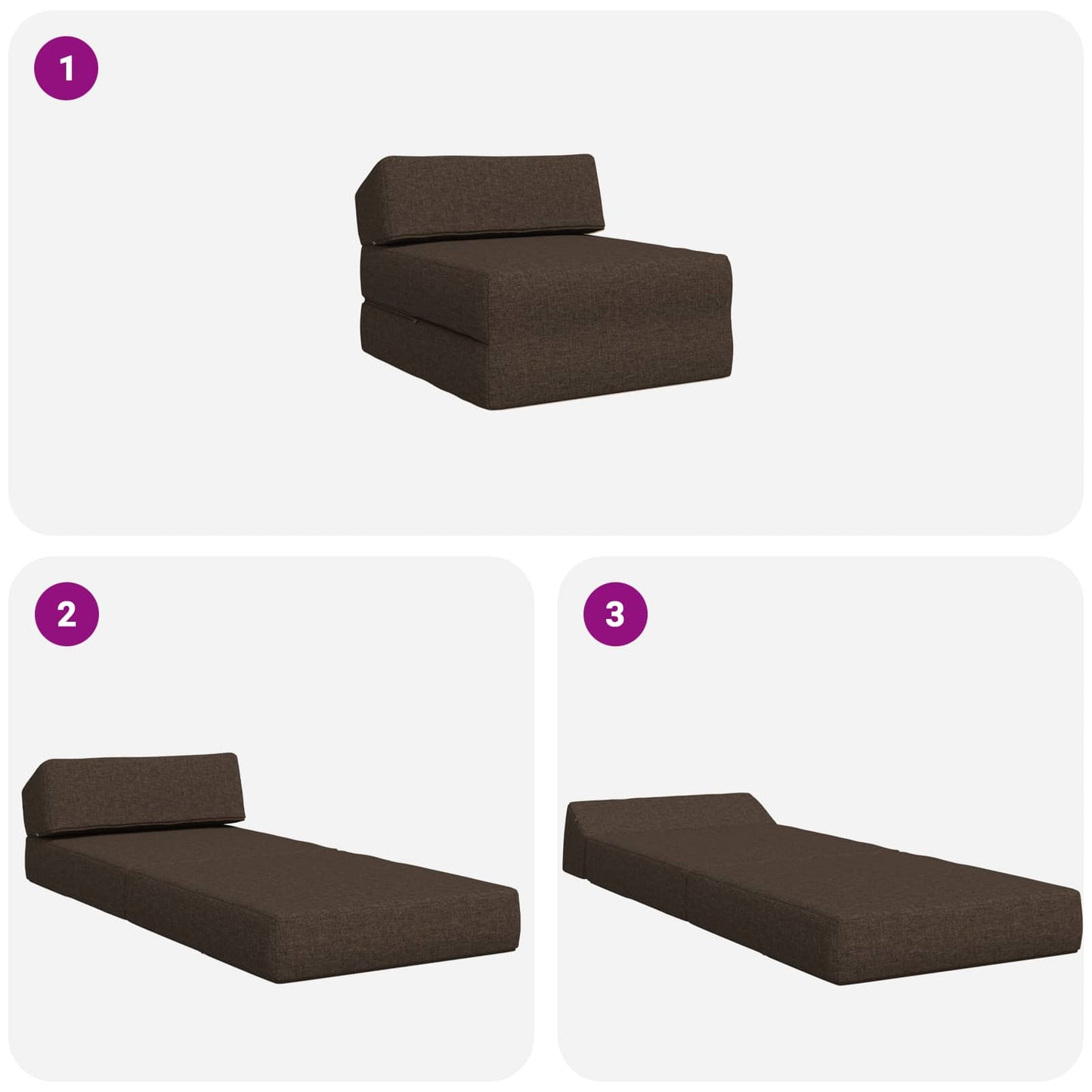 Divano Letto Pieghevole Tortora 60 x 70 x 41 cm Tessuto | homemem39