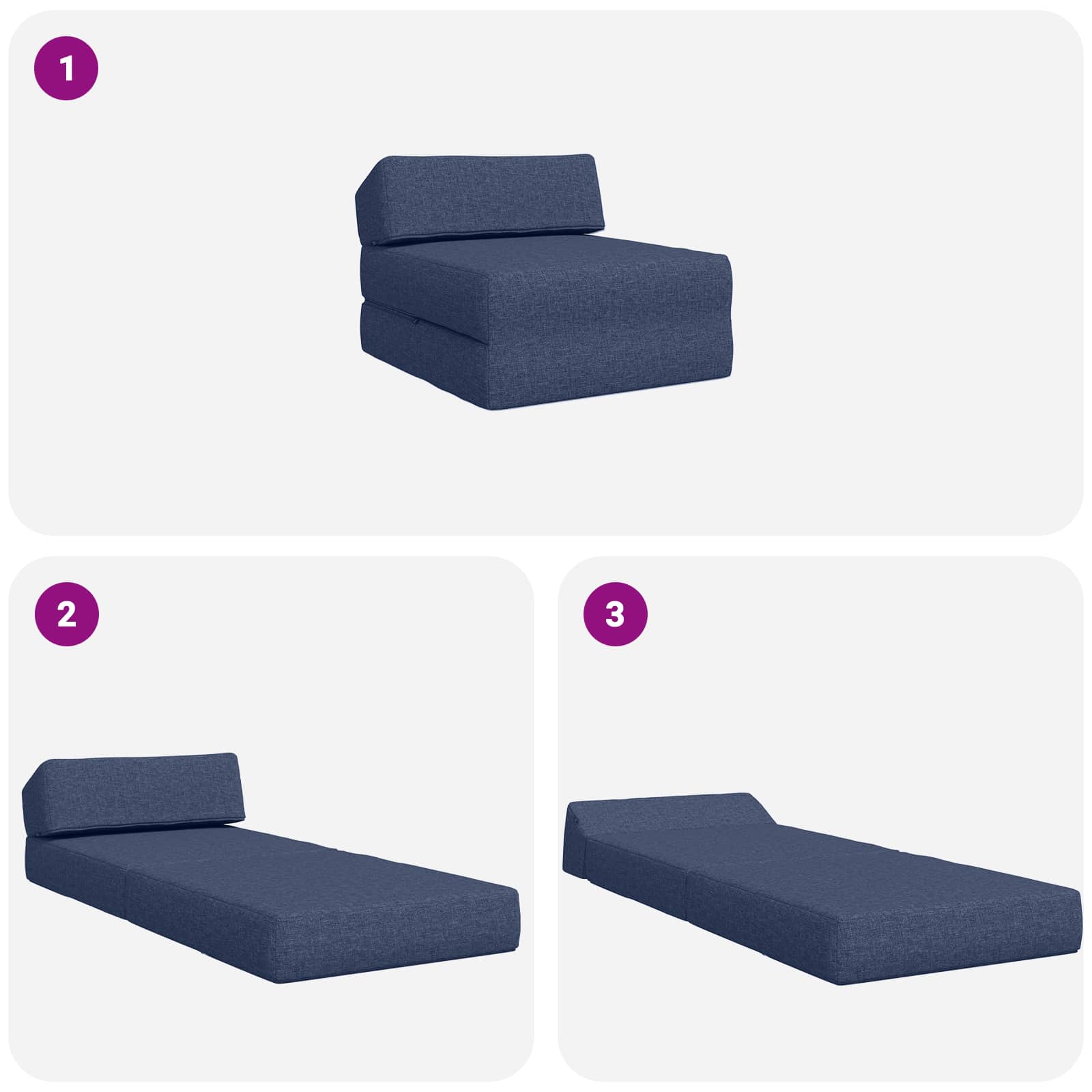 Divano Letto Pieghevole Blu 60 x 70 x 41 cm Tessuto | homemem39