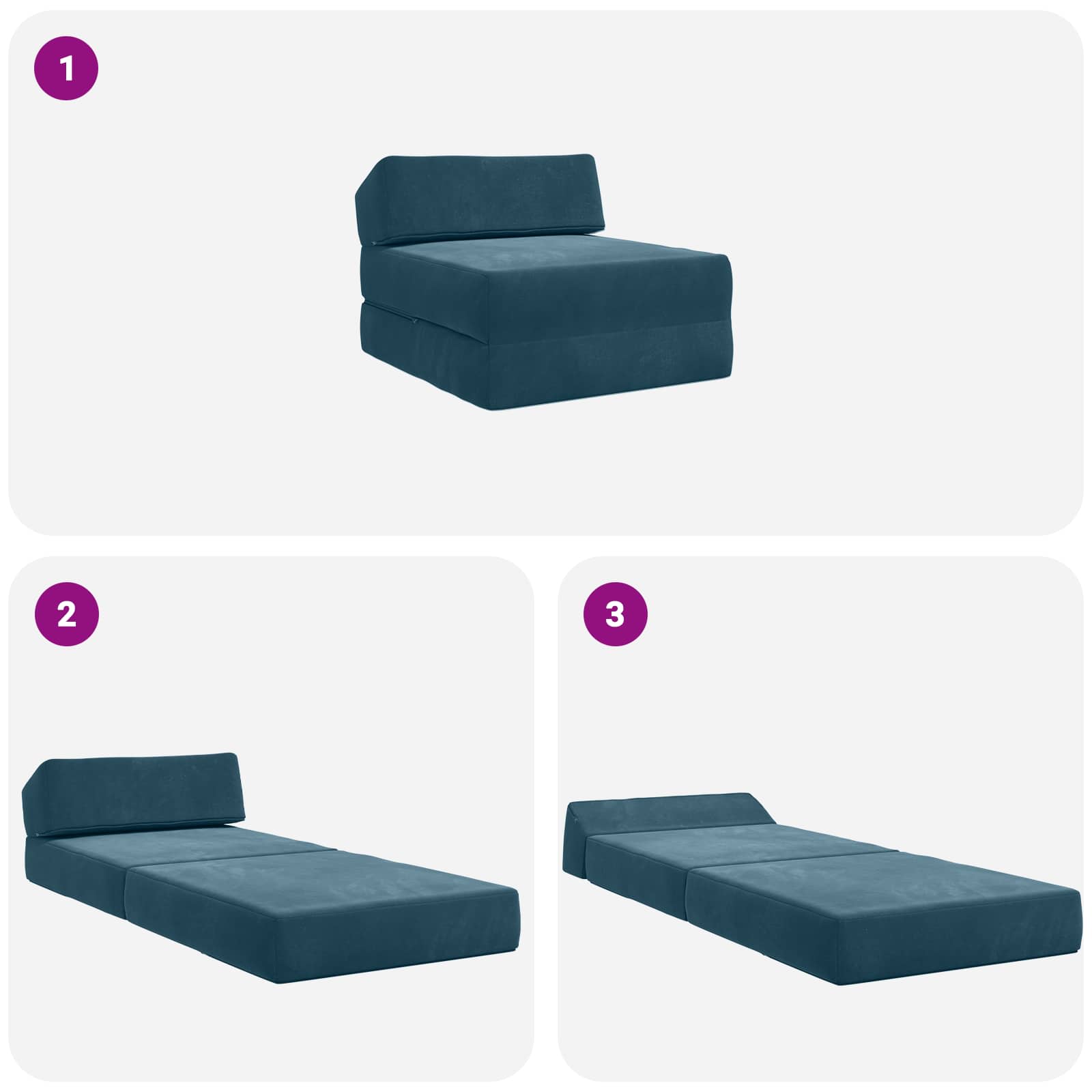 Divano Letto Pieghevole Blu 60 x 70 x 41 cm Tessuto | homemem39