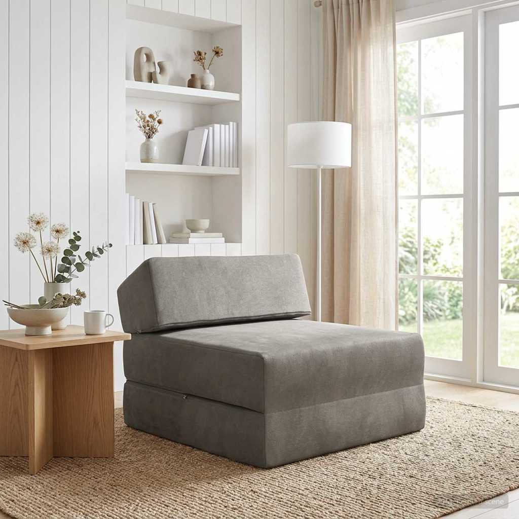 Divano Letto Pieghevole Grigio Chiaro 60 x 70 x 41 cm Tessuto | homemem39