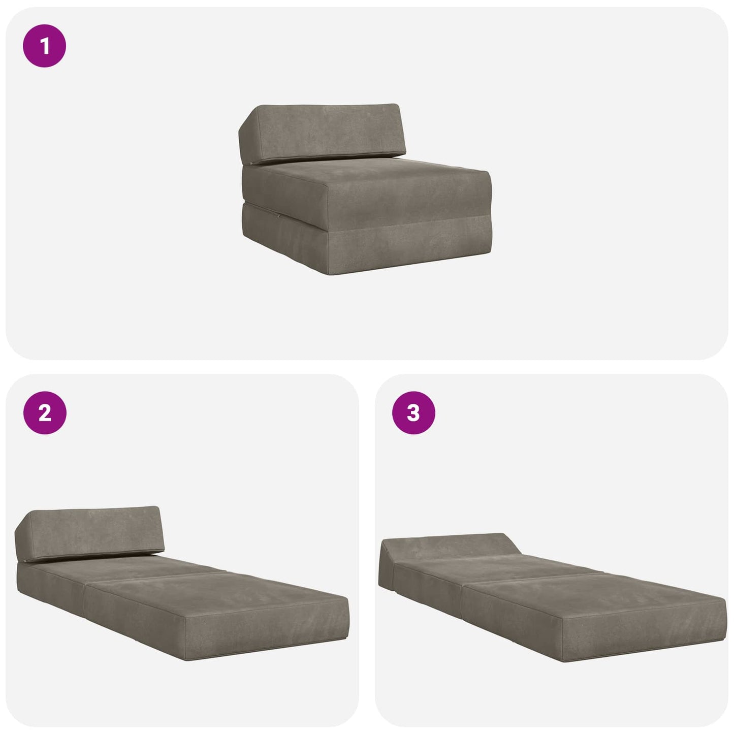Divano Letto Pieghevole Grigio Chiaro 60 x 70 x 41 cm Tessuto