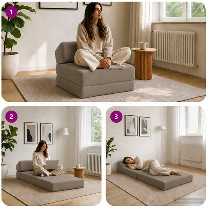 Divano Letto Pieghevole Grigio Chiaro 60 x 70 x 41 cm Tessuto