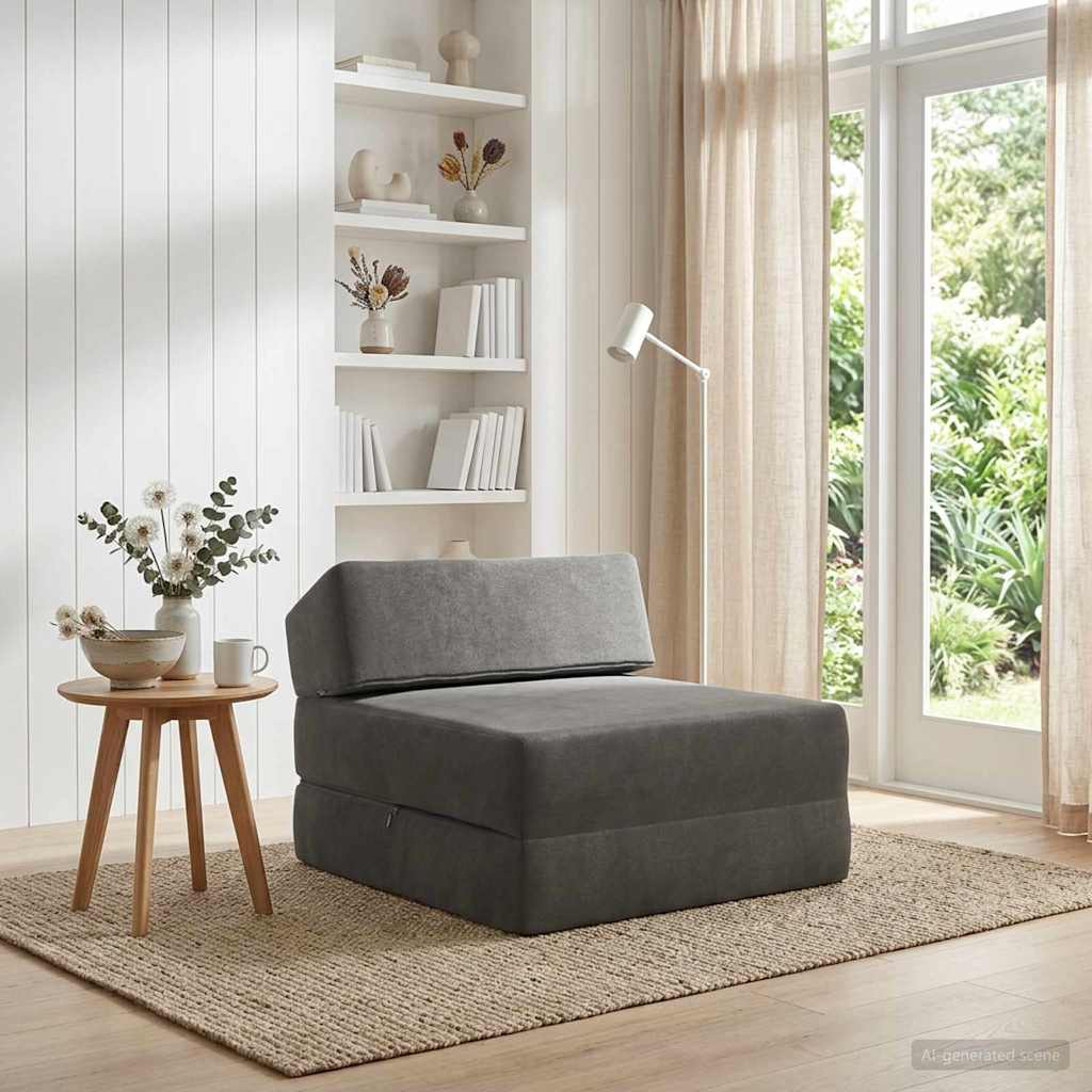 Divano Letto Pieghevole Grigio Scuro 60 x 70 x 41 cm Tessuto | homemem39