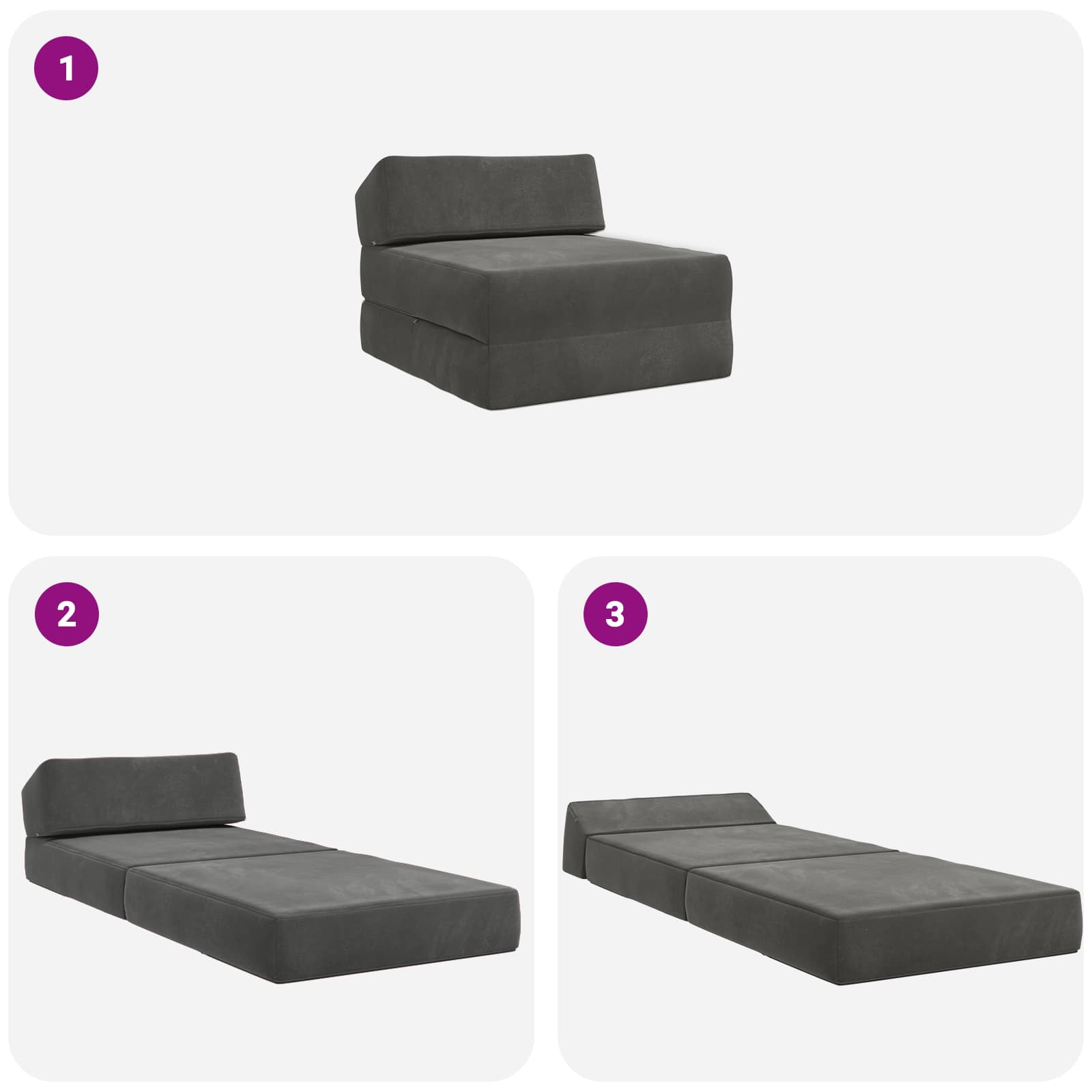 Divano Letto Pieghevole Grigio Scuro 60 x 70 x 41 cm Tessuto | homemem39