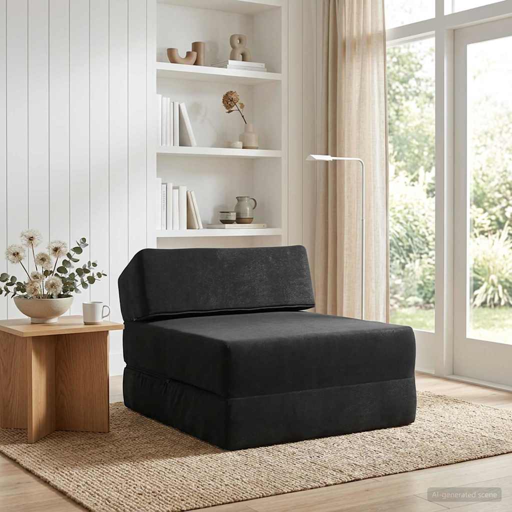 Divano Letto Pieghevole Nero 60 x 70 x 41 cm Tessuto | homemem39