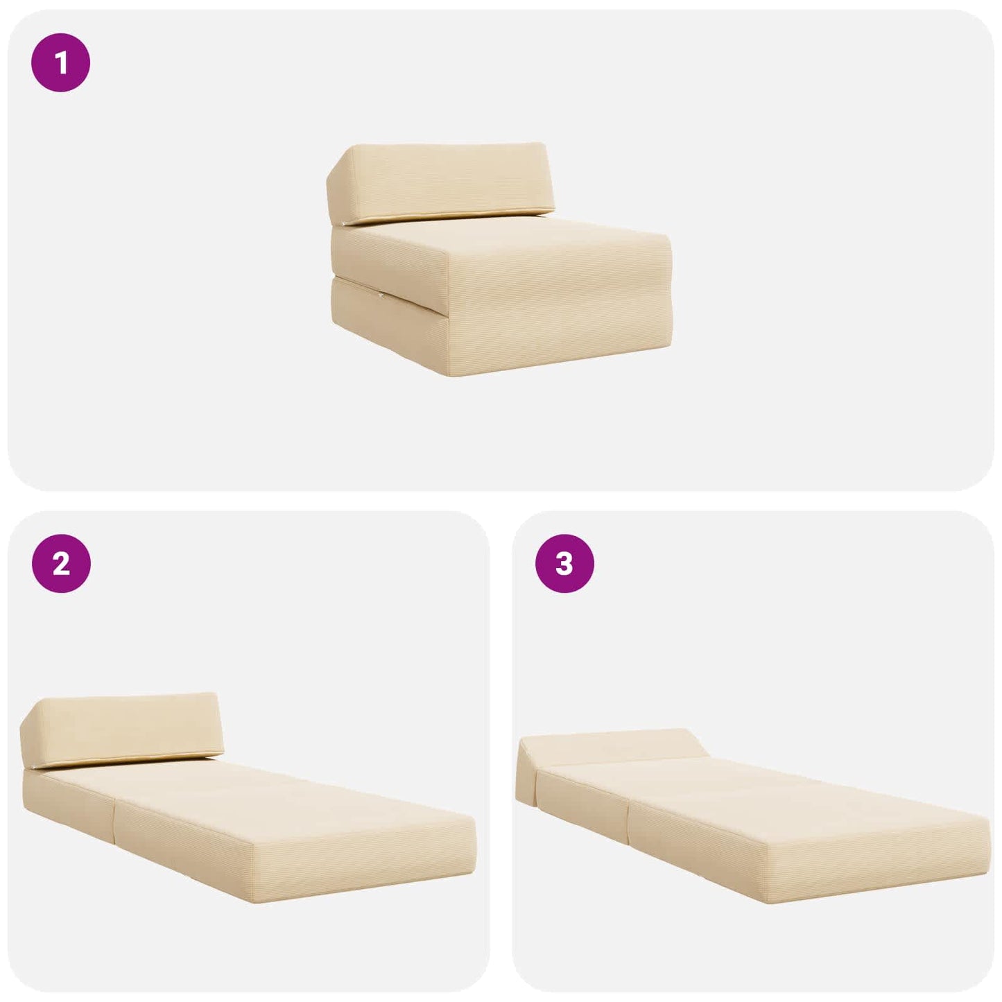 Divano Letto Pieghevole Crema 60 x 70 x 41 cm Tessuto | homemem39