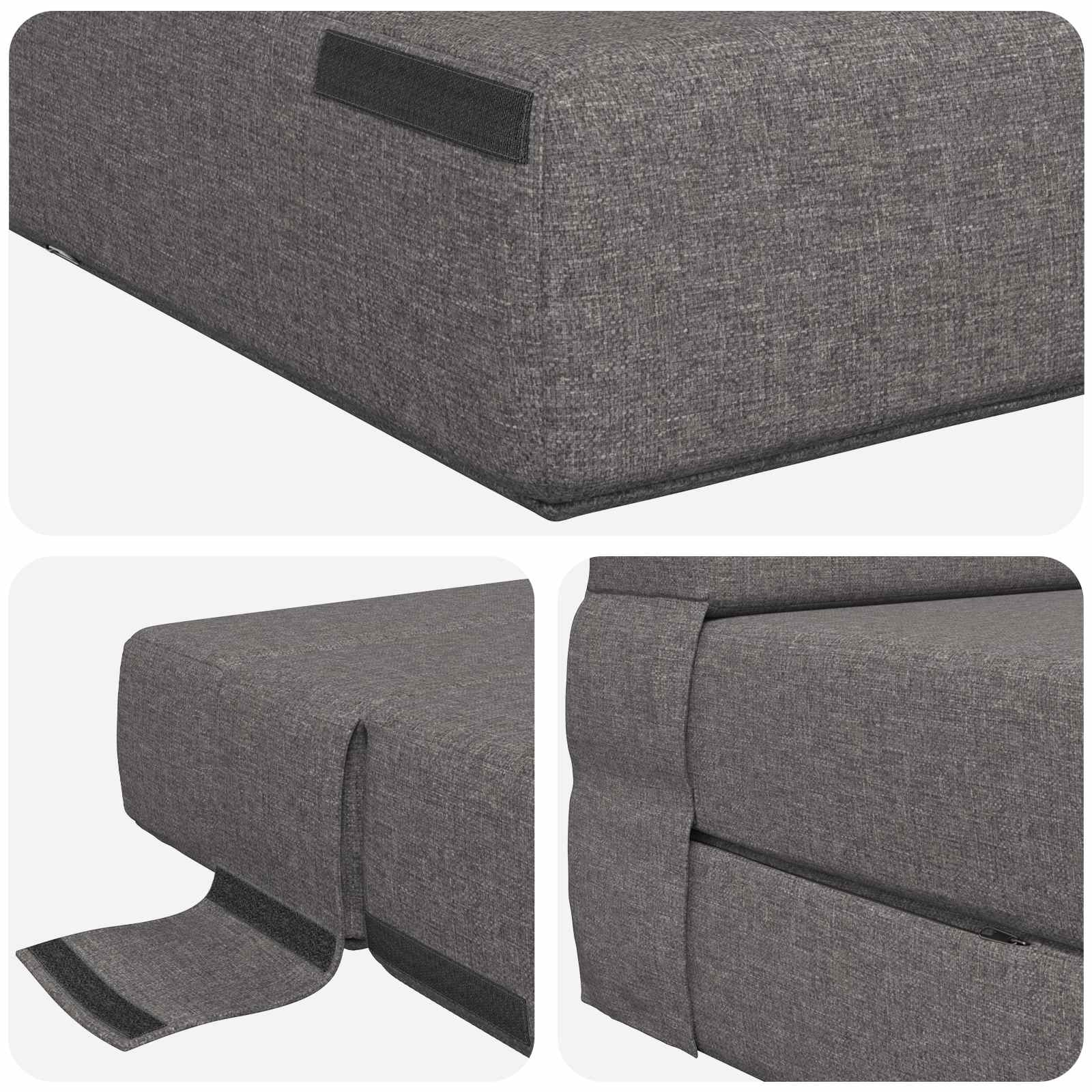 Divano Letto Pieghevole Grigio Chiaro 70 x 72 x 60 cm Tessuto | homemem39