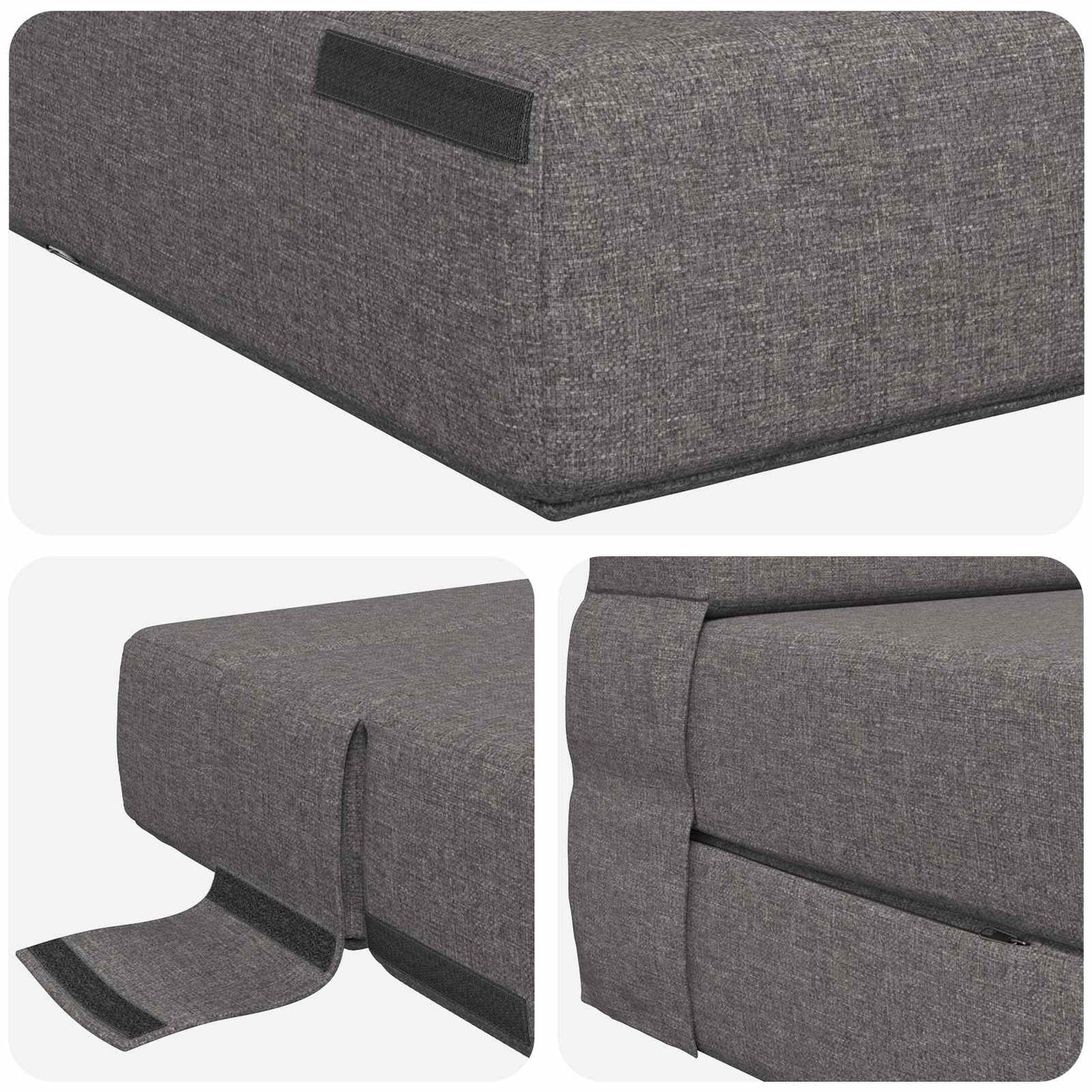 Divano Letto Pieghevole Grigio Chiaro 70 x 72 x 60 cm Tessuto
