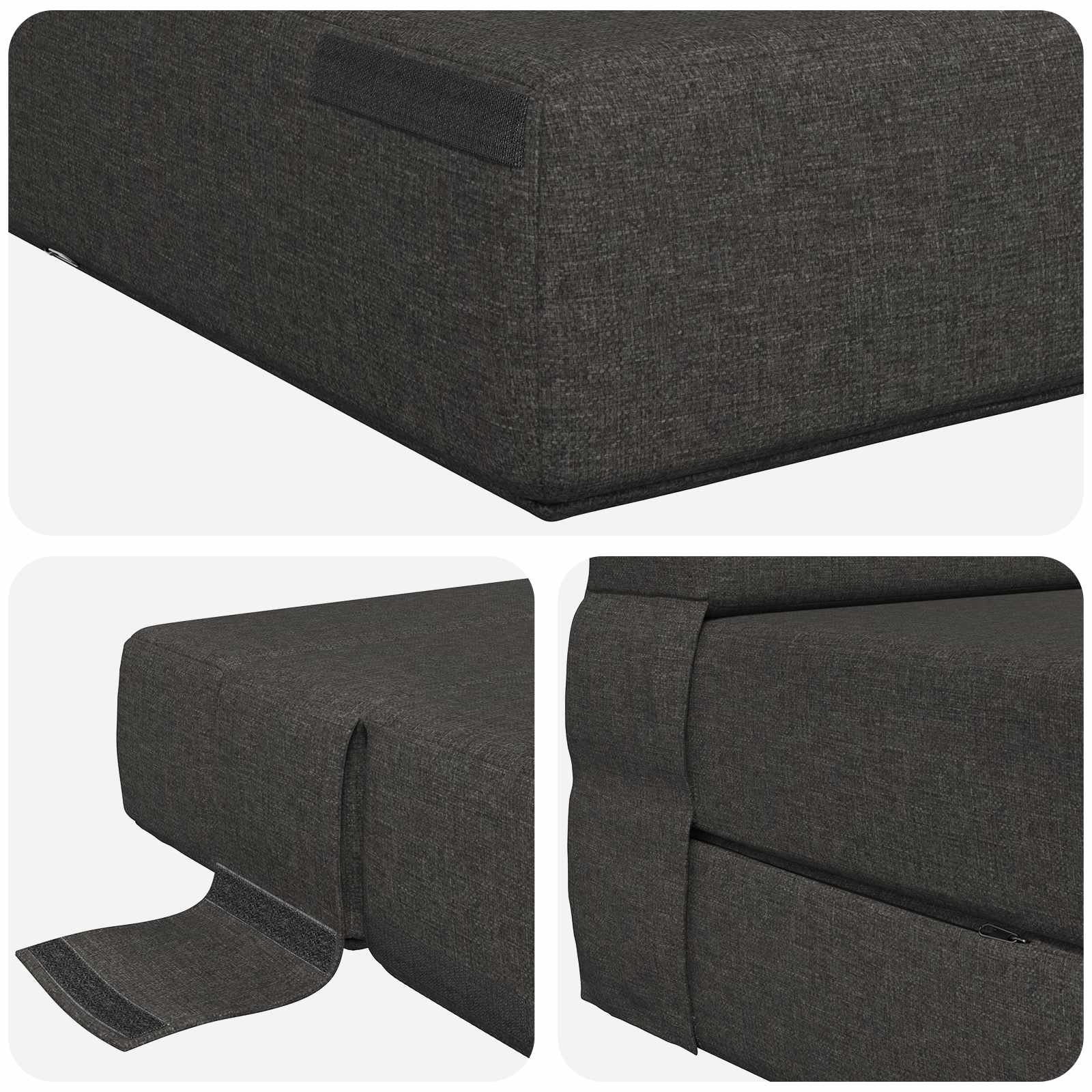Divano Letto Pieghevole Grigio Scuro 70 x 72 x 60 cm Tessuto | homemem39