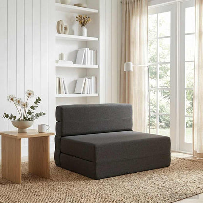 Divano Letto Pieghevole Grigio Scuro 70 x 72 x 60 cm Tessuto | homemem39