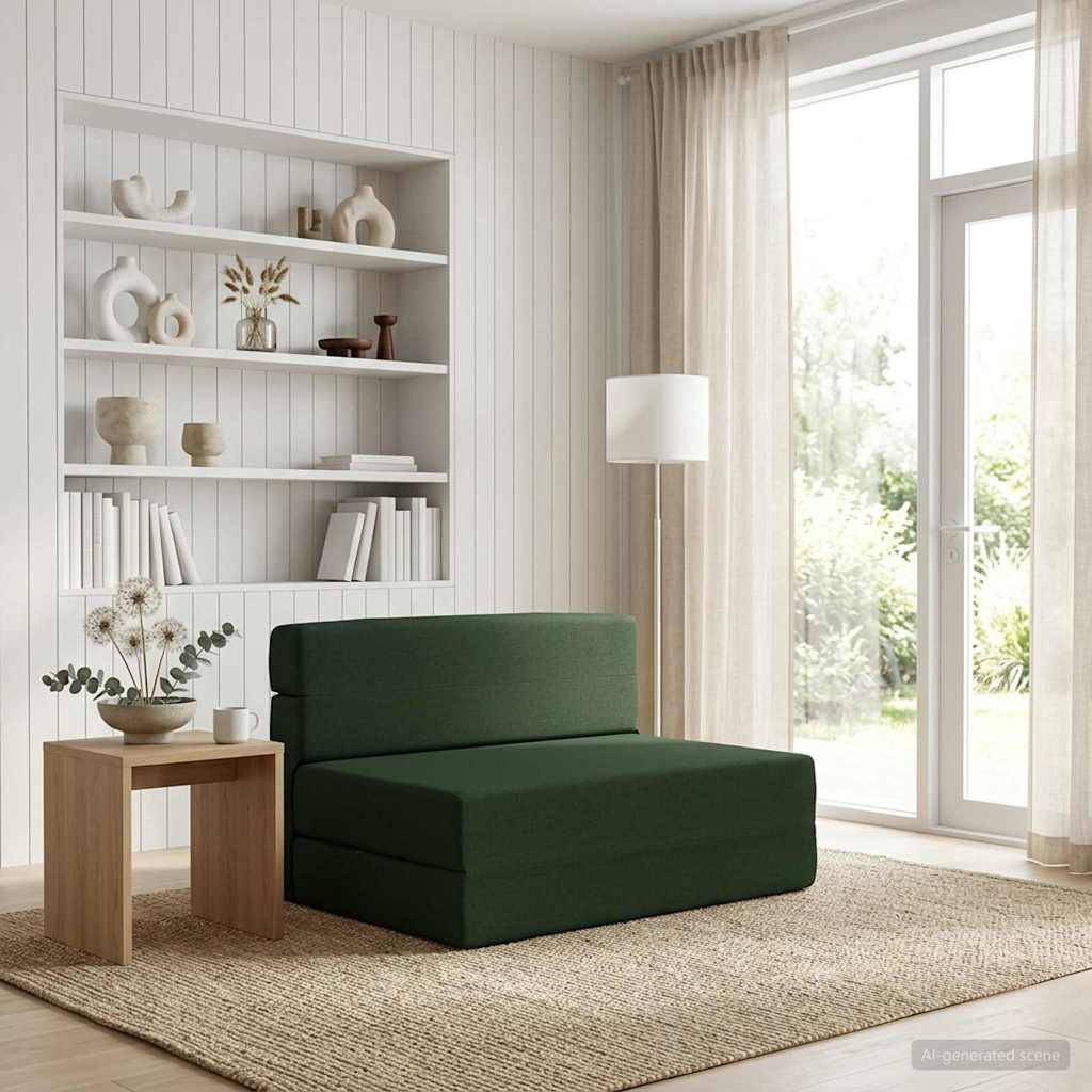 Divano Letto Pieghevole Verde Scuro 70 x 72 x 60 cm Tessuto | homemem39