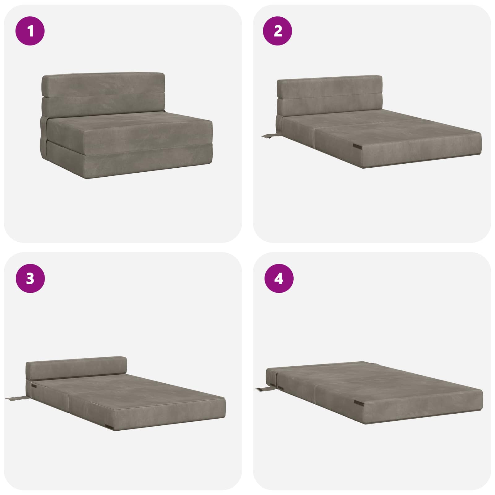 Divano Letto Pieghevole Grigio Chiaro 70 x 72 x 60 cm Tessuto | homemem39