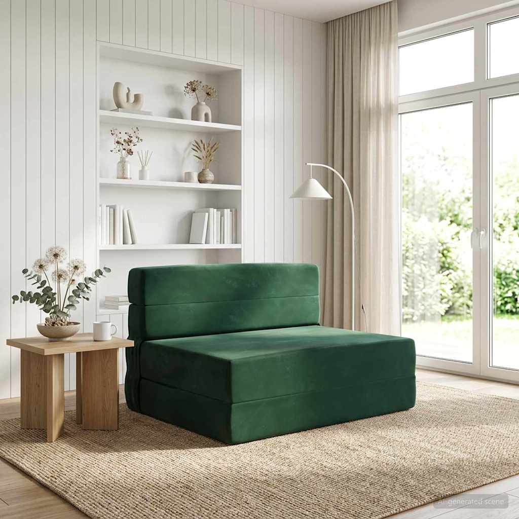 Divano Letto Pieghevole Verde Scuro 70 x 72 x 60 cm Tessuto | homemem39