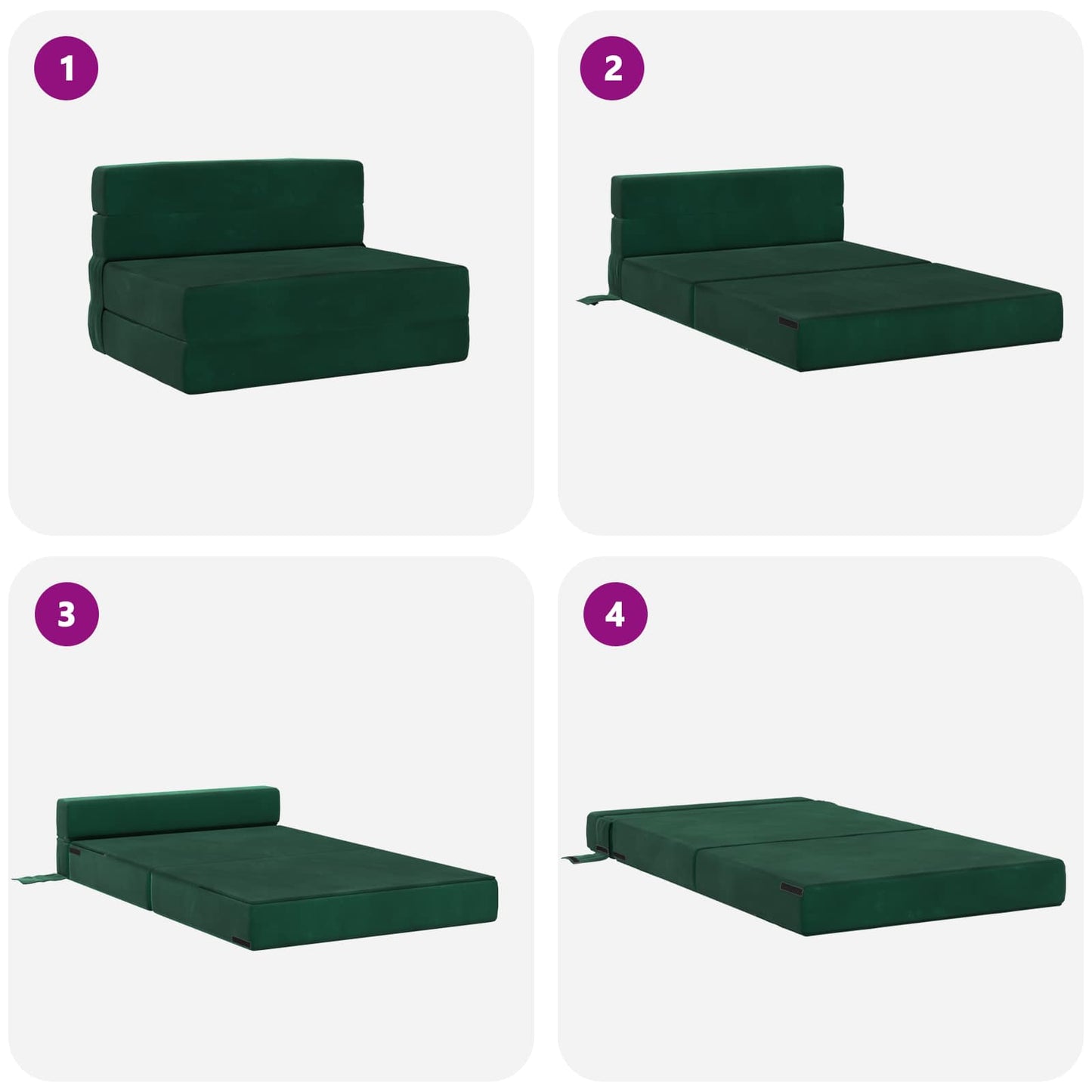 Divano Letto Pieghevole Verde Scuro 70 x 72 x 60 cm Tessuto | homemem39