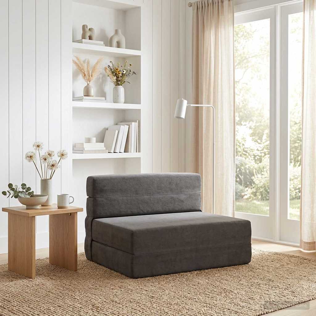 Divano Letto Pieghevole Grigio Scuro 70 x 72 x 60 cm Tessuto | homemem39