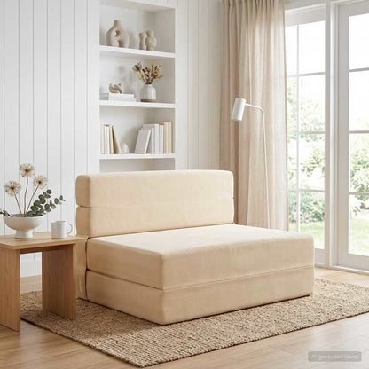 Divano Letto Pieghevole Crema 70 x 72 x 60 cm Tessuto