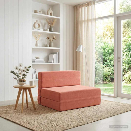 Divano Letto Pieghevole Rosso Arancio 70 x 72 x 60 cm Tessuto