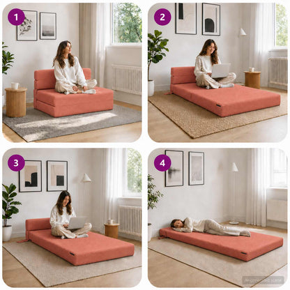 Divano Letto Pieghevole Rosso Arancio 70 x 72 x 60 cm Tessuto | homemem39