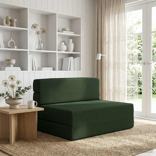Divano Letto Pieghevole Verde Scuro 100 x 80 x 60 cm Tessuto
