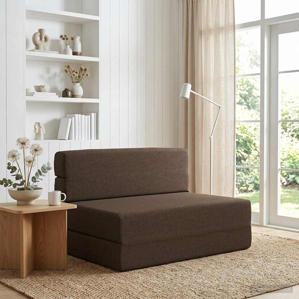 Divano Letto Pieghevole Tortora 70 x 80 x 60 cm Tessuto