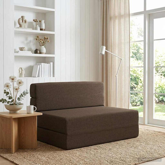 Divano Letto Pieghevole Tortora 100 x 80 x 60 cm Tessuto | homemem39
