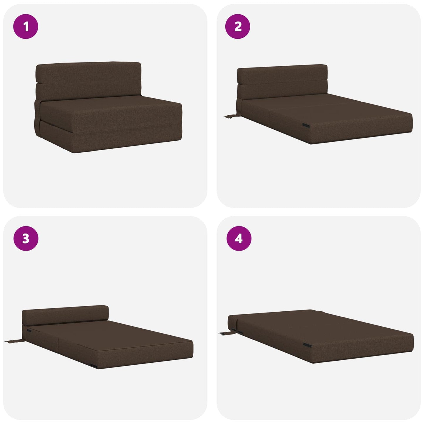 Divano Letto Pieghevole Tortora 70 x 80 x 60 cm Tessuto