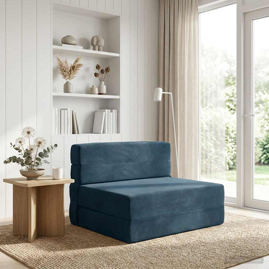 Divano Letto Pieghevole Blu 100 x 80 x 60 cm Tessuto | homemem39