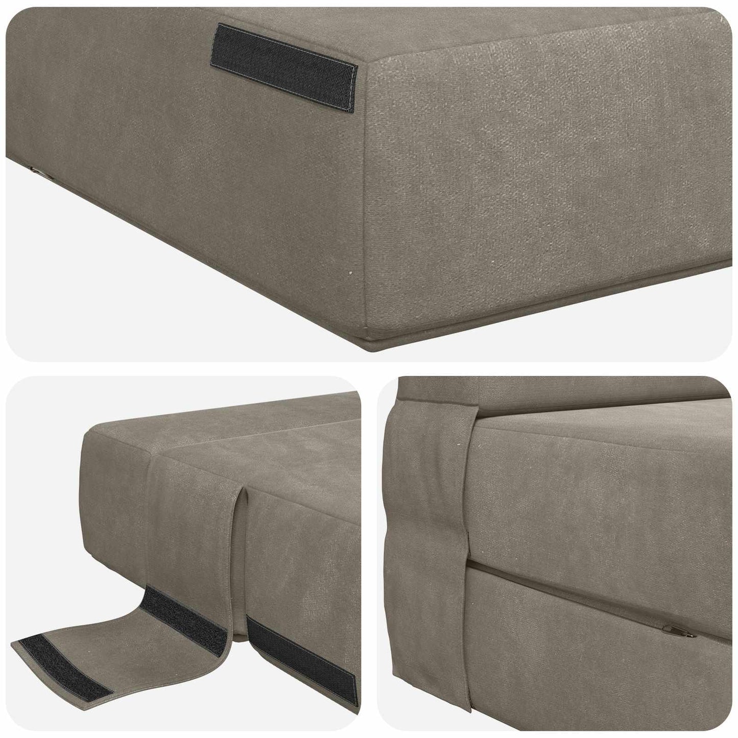 Divano Letto Pieghevole Grigio Chiaro 70 x 80 x 60 cm Tessuto