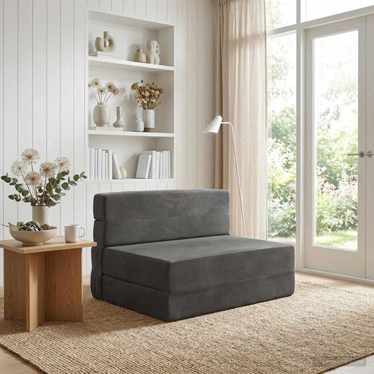Divano Letto Pieghevole Grigio Scuro 100 x 80 x 60 cm Tessuto | homemem39