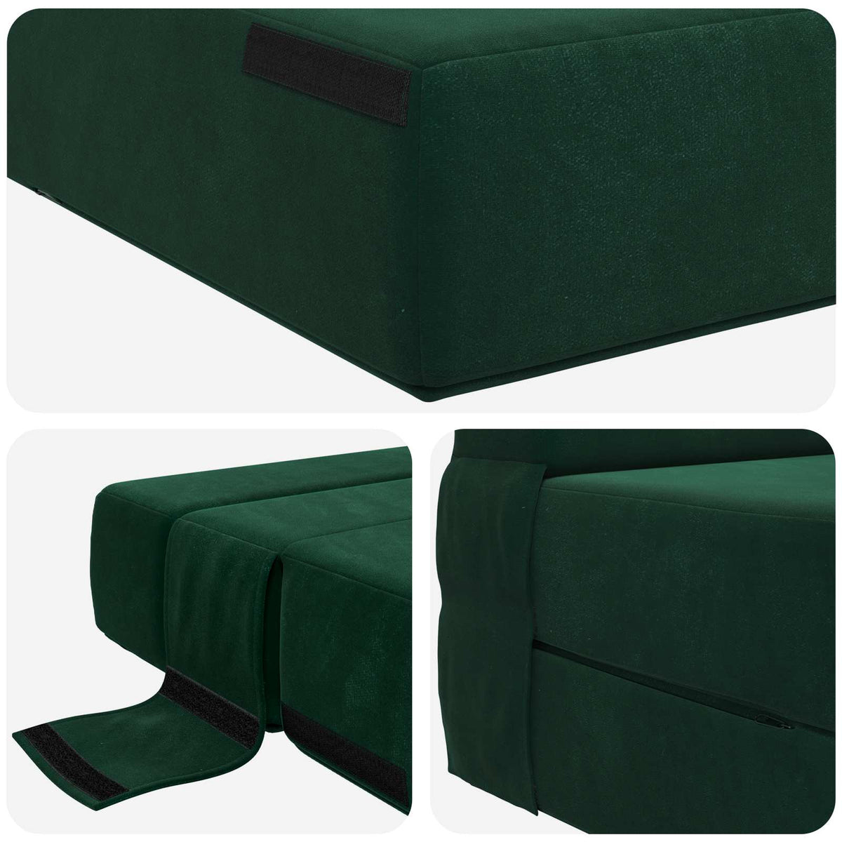 Divano Letto Pieghevole Verde Scuro 70 x 80 x 60 cm Tessuto