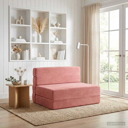 Divano Letto Pieghevole Rosa 100 x 80 x 60 cm Tessuto