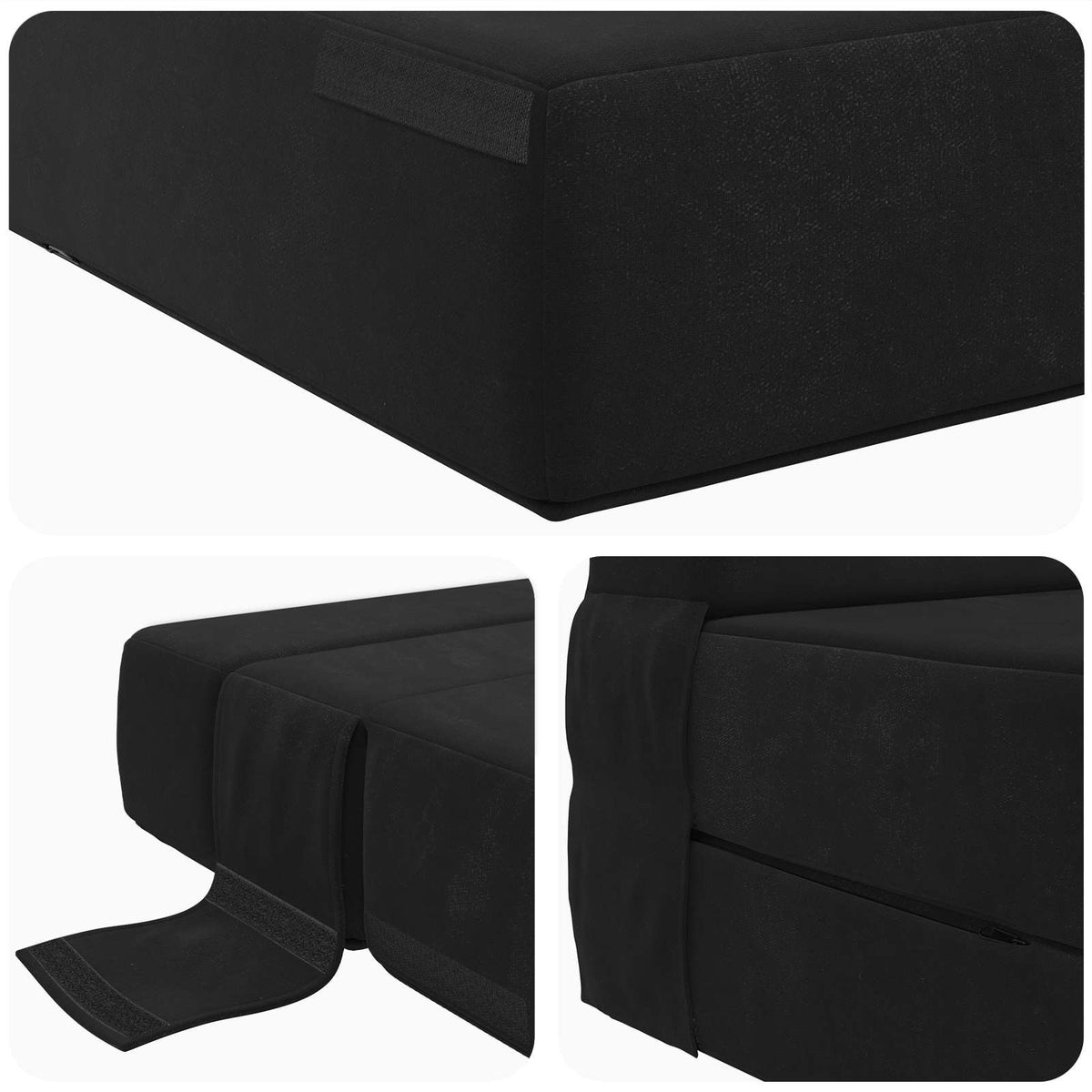 Divano Letto Pieghevole Nero 70 x 80 x 60 cm Tessuto