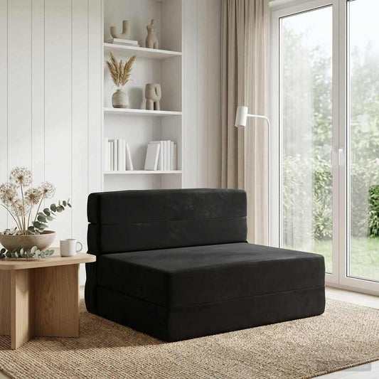 Divano Letto Pieghevole Nero 100 x 80 x 60 cm Tessuto | homemem39