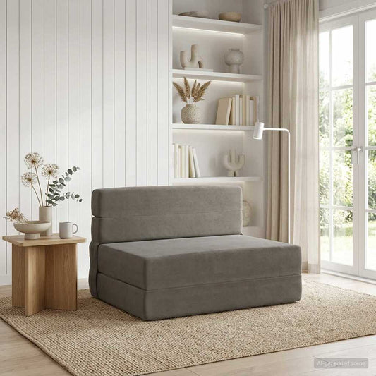 Divano Letto Pieghevole Grigio Chiaro 100 x 80 x 60 cm Tessuto | homemem39