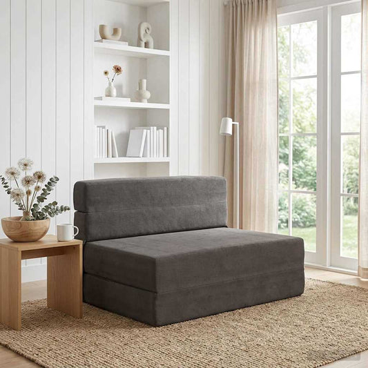 Divano Letto Pieghevole Grigio Scuro 100 x 80 x 60 cm Tessuto | homemem39