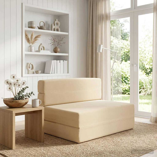 Divano Letto Pieghevole Crema 100 x 80 x 60 cm Tessuto | homemem39