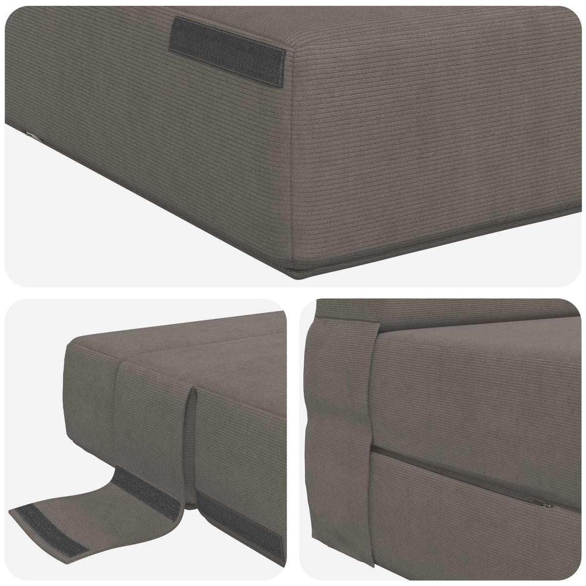 Divano Letto Pieghevole Grigio Chiaro 100 x 80 x 60 cm Tessuto