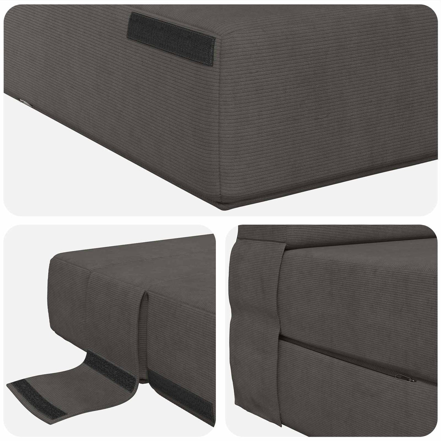 Divano Letto Pieghevole Grigio Scuro 100 x 80 x 60 cm Tessuto