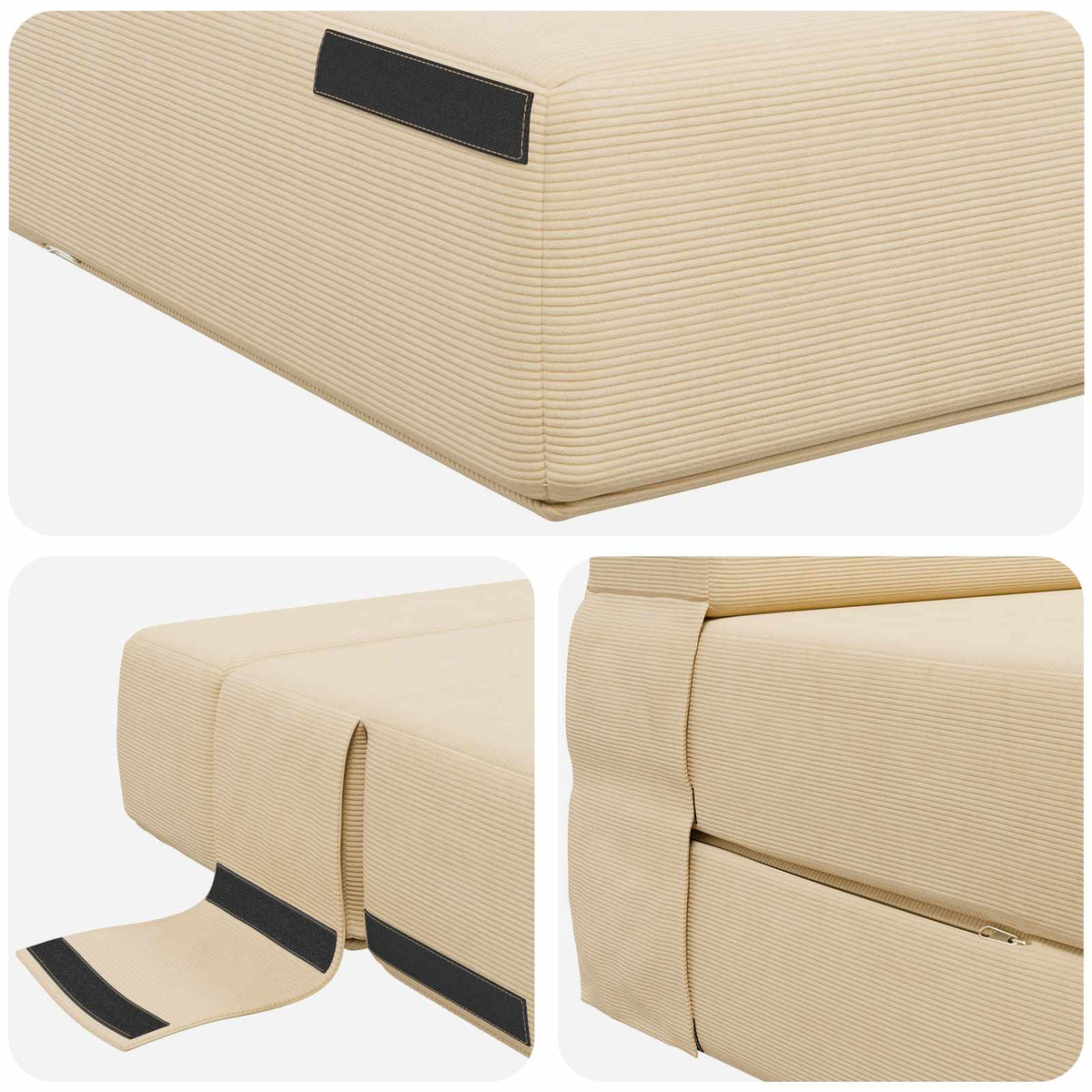 Divano Letto Pieghevole Crema 100 x 80 x 60 cm Tessuto