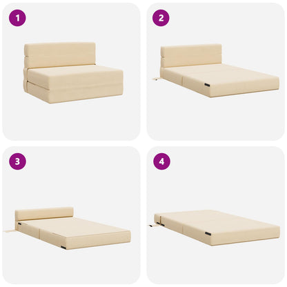 Divano Letto Pieghevole Crema 100 x 80 x 60 cm Tessuto
