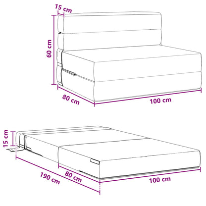 Divano Letto Pieghevole Crema 100 x 80 x 60 cm Tessuto