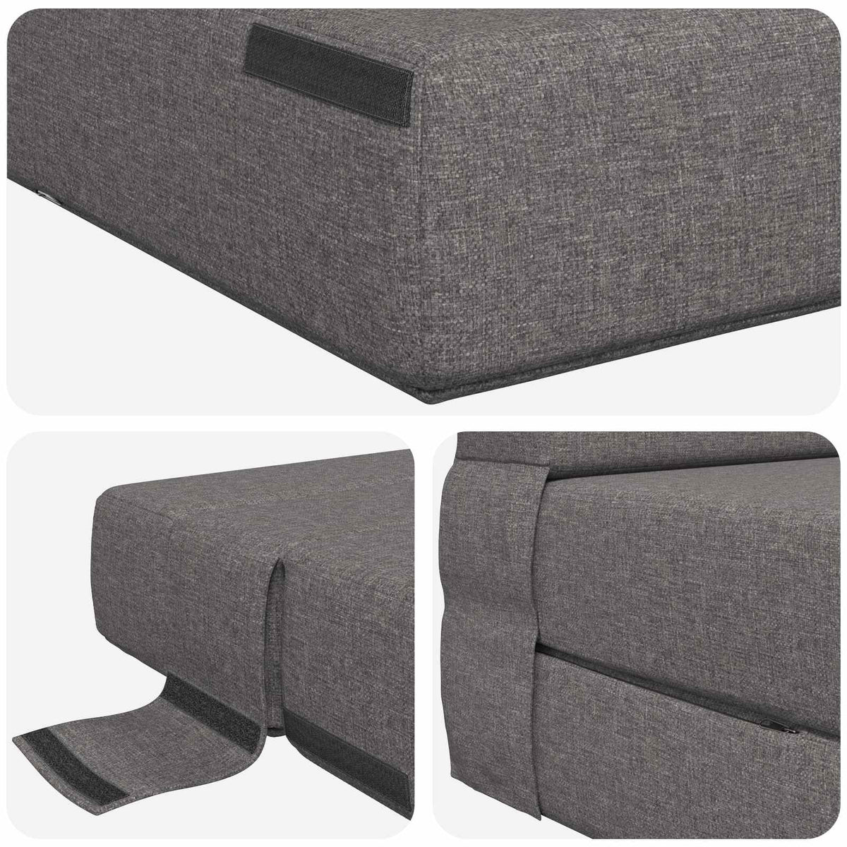 Divano Letto Pieghevole Grigio Chiaro 152 x 86,5 x 60 cm