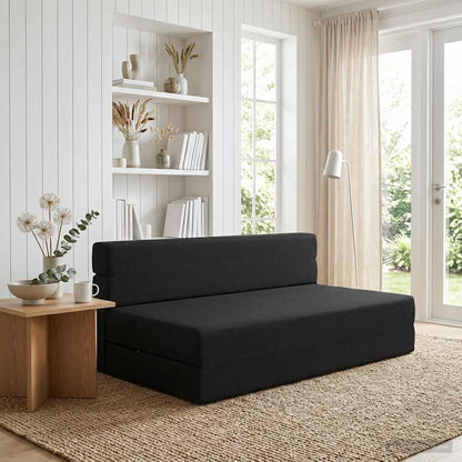 Divano Letto Pieghevole Nero 152 x 86,5 x 60 cm Tessuto