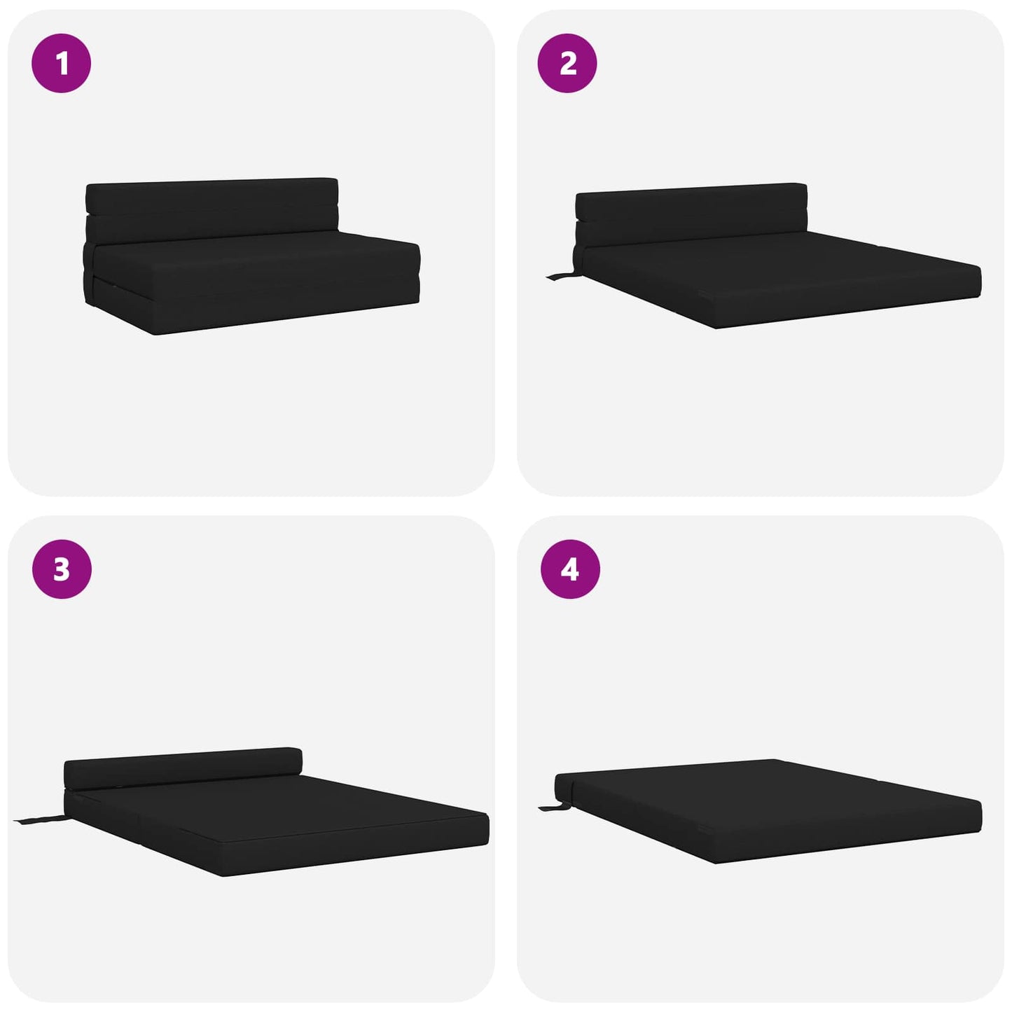 Divano Letto Pieghevole Nero 152 x 86,5 x 60 cm Tessuto