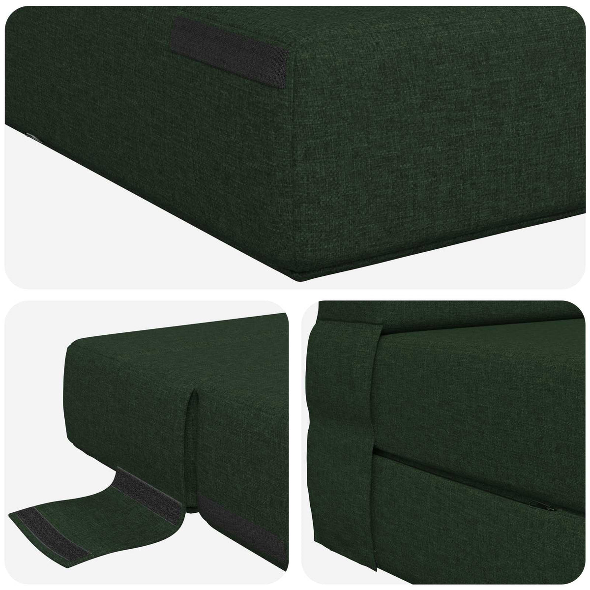 Divano Letto Pieghevole Verde Scuro 152 x 86,5 x 60 cm Tessuto