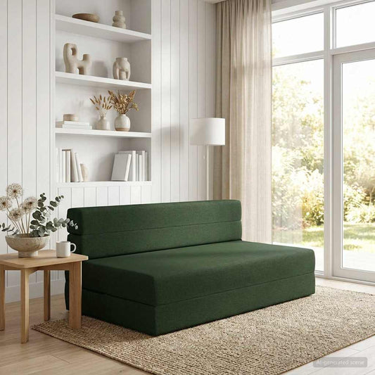 Divano Letto Pieghevole Verde Scuro 152 x 86,5 x 60 cm Tessuto