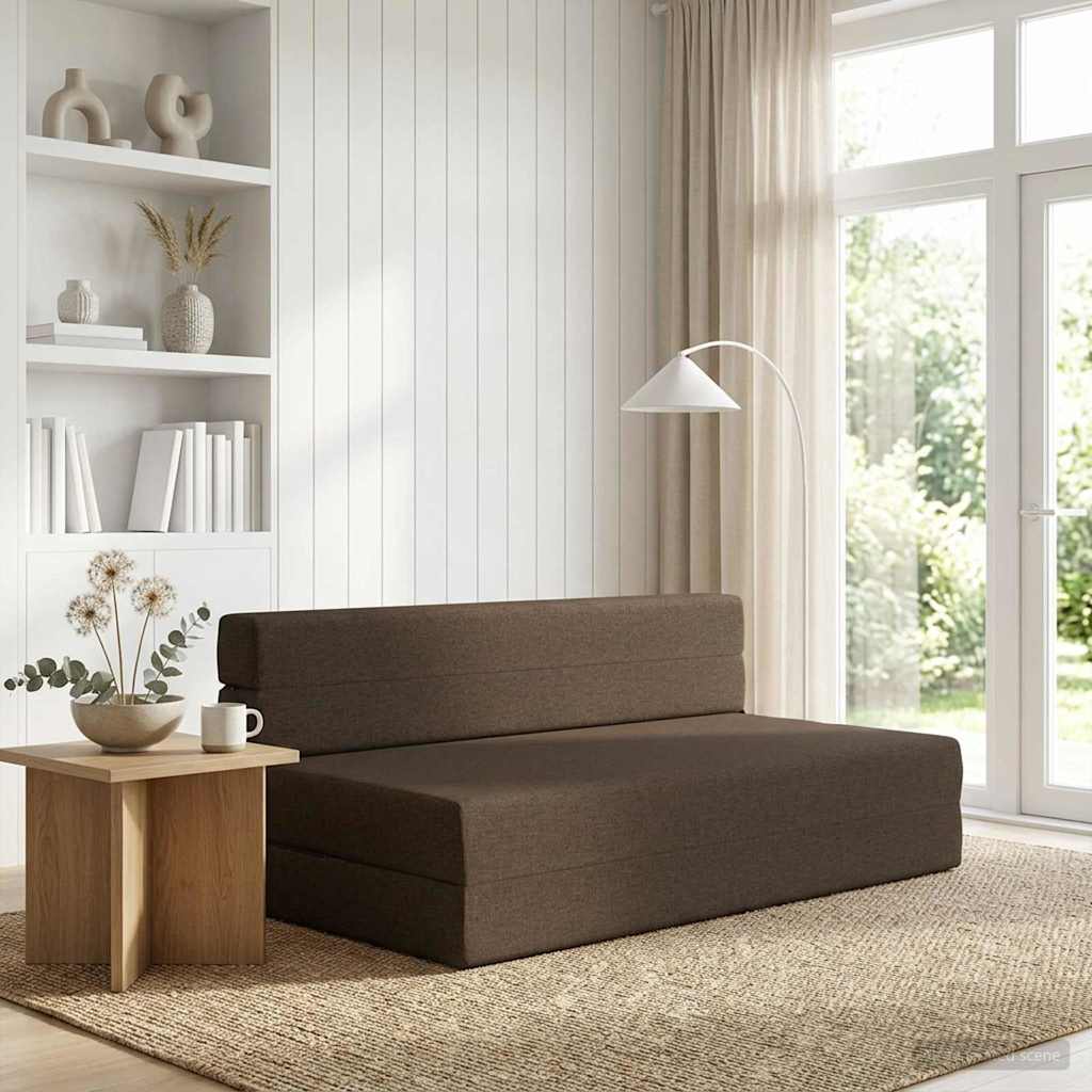 Divano Letto Pieghevole Tortora 152 x 86,5 x 60 cm Tessuto